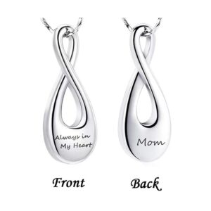Personalized Tear Drop Cremation Urn Necklace for Ashes Always in My Heart Memory Necklace Jewelry Gift for Men and Women