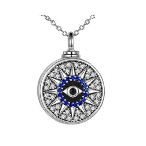 Eye Pendant Necklace for women man keepsake Cremation jewelry for ashes pendant exquisite jewelry keepsake gift -With funnel fil