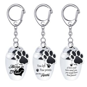 Silver Waterproof Cremation Pet Urns Keychain Cylinder Cat Dog Urn for Pet Ashes Cremation Keepsake Memorial Ashes Jewelry Pend