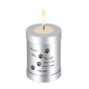 40x80mm Cremation Urn for Ashes ,Metal Candle Holder Urn for Human Ashes Keepsake Memorial Jewelry WithCat paw engraving
