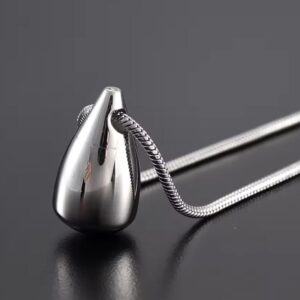 Stainless steel high polished teardrop urn cremation pendant commemorative necklace ashes rack, used for human souvenir jewelry