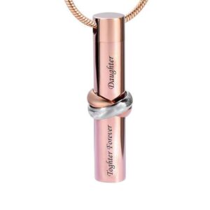 Stainless steel love memories together forever daughter rose gold cylinder commemorative pendant urn cremation necklace