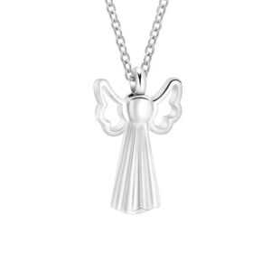 Stainless steel hollow angel wing cremation urn, bone ash necklace, pet souvenir pendant, human bone ash commemorative jewelry