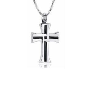Cross bone necklace suitable for ashes, crystal cremation pendant, ashes souvenir, cremation jewelry, suitable for men and women