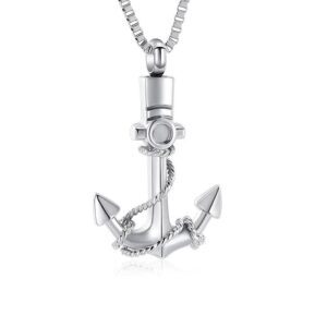 Cremation jewelry suitable for ash anchor bone silver necklace,men and women commemorative ash holder souvenir skeleton pendant
