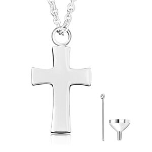 Cremation Cross Necklace for Ashes Stainless Steel Cross Urn Necklace Ashes Holder Memorial Jewelry