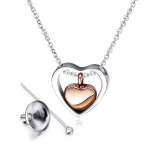 Double Heart Urn Necklaces for Human Pet Ashes Cremation Jewelry for Ashes Keepsake Memorial Pendant Jewelry