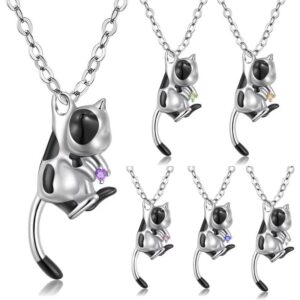 Lovely Spotted Cat Pendant Urn Necklace for Ashes Cremation Jewelry Memorial Animal Stainless Steel Pendant Ashes Holder