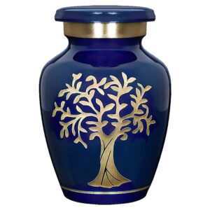 Tree of Life Blue Small Keepsake Urn for Human Ashes Mini Sharing Urns That Makes a Warm Resting Place for Your Loved One Lost