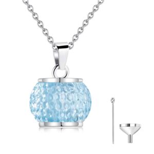 Stainless Steel Circle Eternity Memorial Urn Necklace Blue gemstone lantern Cremation Jewelry Pendant Necklaces for ashes