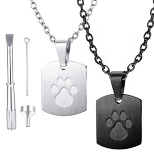 Pet Urn Necklaces for Ashes Paw Print Memorial Ash Pendant Necklace Cremation Keepsake Jewelry for Dog's Ashes with Filling Kit