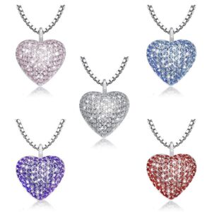 Fashion Cremation Necklace Heart Urn Pendant with CZ for Pet Dog Cat Human Ashes Keepsake Memorial Jewelry Gift for Women Men