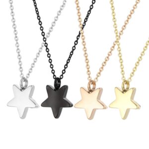 Simple Star Shape Urn Necklace Stainless Steel Pendant Cremation Jewelry for Ashes Memorial Keepsake Gifts for Women Men