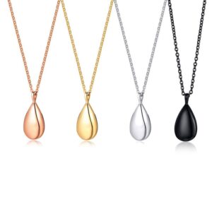 Stainless Steel Water Drop Tear Shaped Memorial Keepsake Locket Gift Cremation Ash Urn Pendant Necklace Jewelry for Women