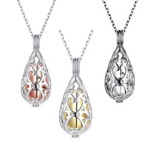 Cremation Urn Stainless Steel Pendant Necklace for women men Hollow Lockets Memorial Jewelry Keepsake for Pet or Human Ashes