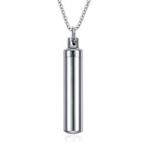 5 color Cylinder Cremation Urn Necklace for Ashes Memorial Keepsake Pendant Stainless Steel Remembrance Jewelry for Women or Men