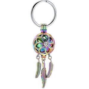 Stainless Steel Dream Catcher Key Ring Memorial Urn for Human Pet Ashes Keychain Feather Tassel Pendant Jewelry keepsake Gift