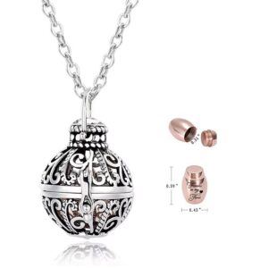 Stainless steel hollow flower urn necklace, ash cremation urn commemorative pendant necklace, ash cremation box necklace