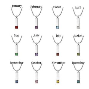 Unisex Stainless Steel Vertical Cubic Bar Container Urn Memorial Pendant Necklace Keepsake 12 color Crystal Cremation Jewelry