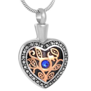 Cremation Jewelry Love Heart Carved Urn Pendant Small souvenir heart pendant for human/pet ashes Stainless Steel Urn Necklace