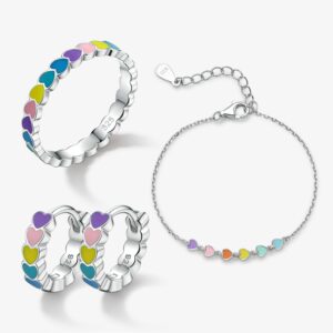 S925 sterling silver set with Macron heart-shaped oil dripping technology