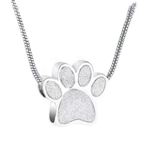 Paw Print Locket Necklace for Pet Ashes Urn Pendant Stainless Steel Cremation Charm Jewelry Memorial Dog Cat Ash Holder Keepsake
