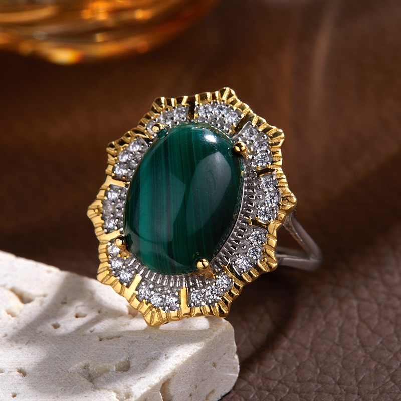 S925 pure silver ring inlaid with natural crystal gemstone ring - Image 5