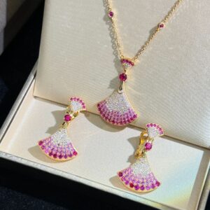 S925 sterling silver gradient pink dress necklace earrings