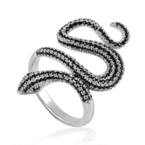 S925 sterling silver full diamond adjustable snake ring
