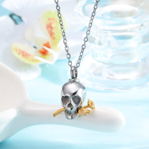 Skull Urn Necklaces Flower Pet Human Ashes Locket Necklace Cremation Memorial Pendant Keepsake Jewelry