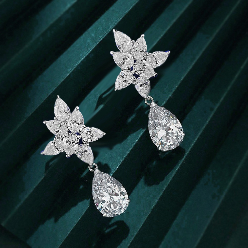 S925 Sterling Silver 8x11mm Pear Cut Moissanite Earrings - Image 5