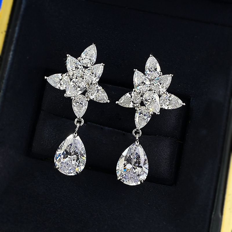 S925 Sterling Silver 8x11mm Pear Cut Moissanite Earrings - Image 3