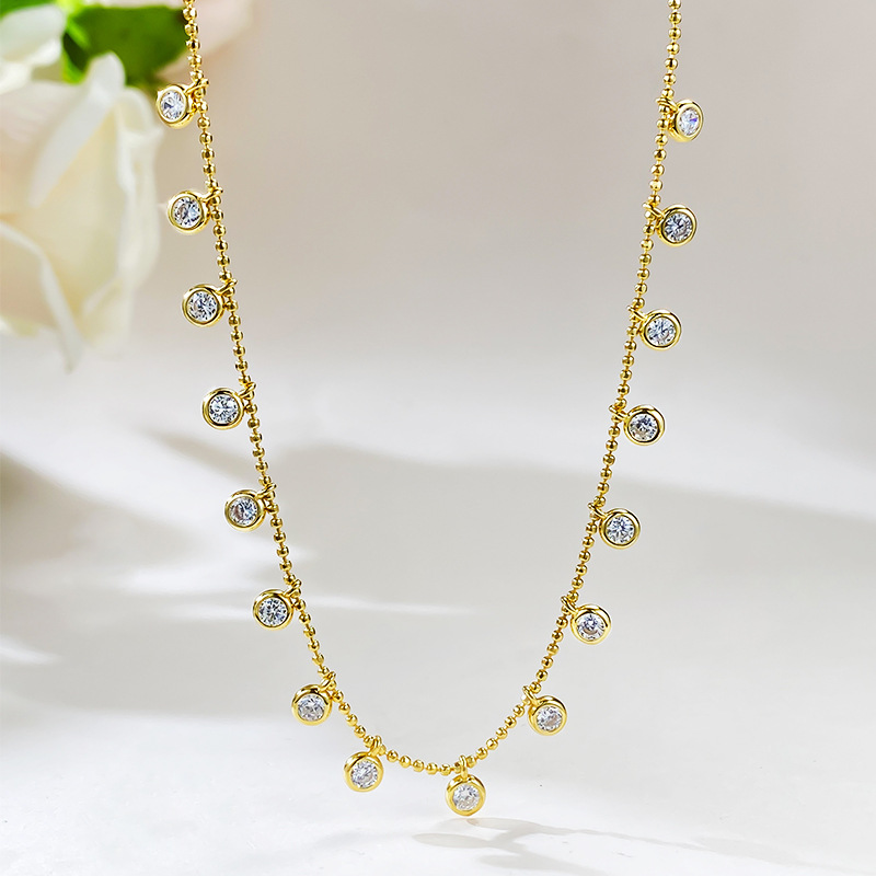 S925 Sterling Silver Moissanite Tassel Necklace - Image 4