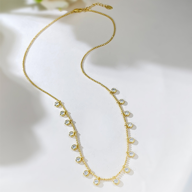 S925 Sterling Silver Moissanite Tassel Necklace - Image 3