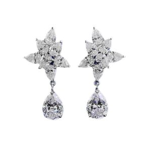 S925 Sterling Silver 8x11mm Pear Cut Moissanite Earrings