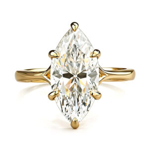 3-carat 7x14 marquise-shaped moissanite ring for women, S925 sterling silver plated with gold and diamond.