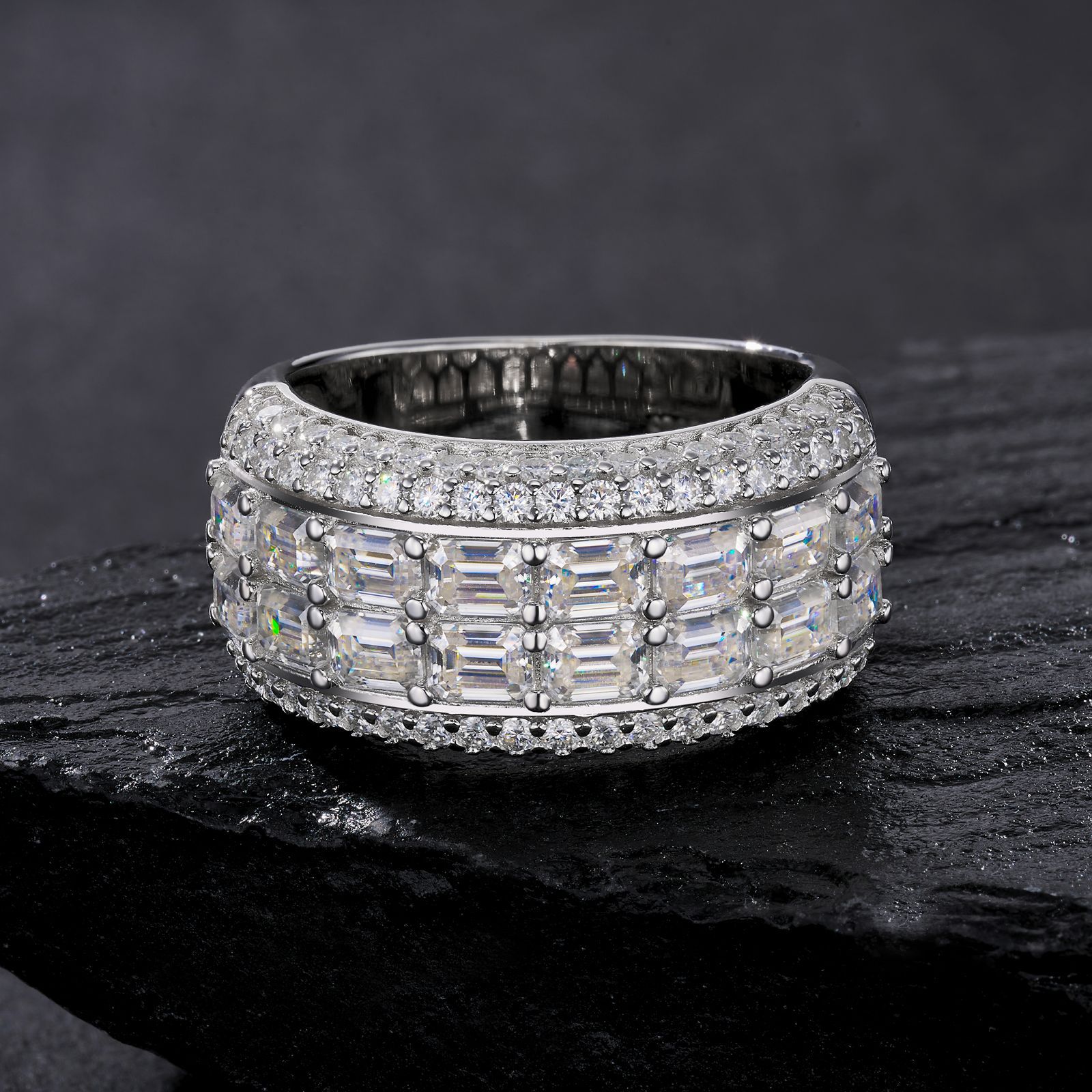 Hand-set moissanite S925 sterling silver men's ring - Image 3