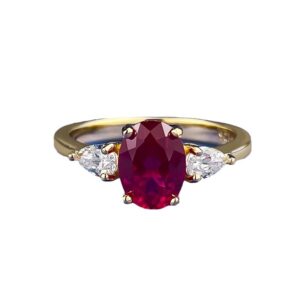 S925 Sterling Silver Pigeon Blood Red Oval Corundum Ring (6*8mm)