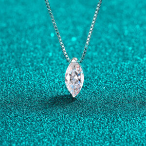 S925 Sterling Silver 1CT Women's Teardrop Minimalist Elegant Clavicle Necklace, Versatile for Everyday Commute, Marquise Moissanite Necklace