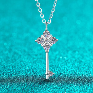 S925 Sterling Silver Moissanite Necklace with Key Pendant - Simple, Exquisite, Trendy, and Stylish for Everyday Wear