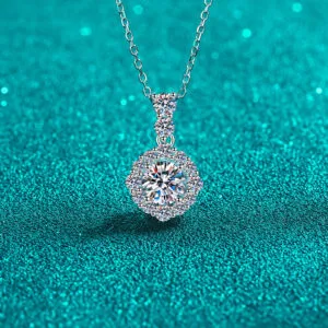 S925 Sterling Silver Moissanite Necklace for Women, Round Bag Pendant, Stylish, Simple, Versatile, Everyday Wear, Fashionable Office Style