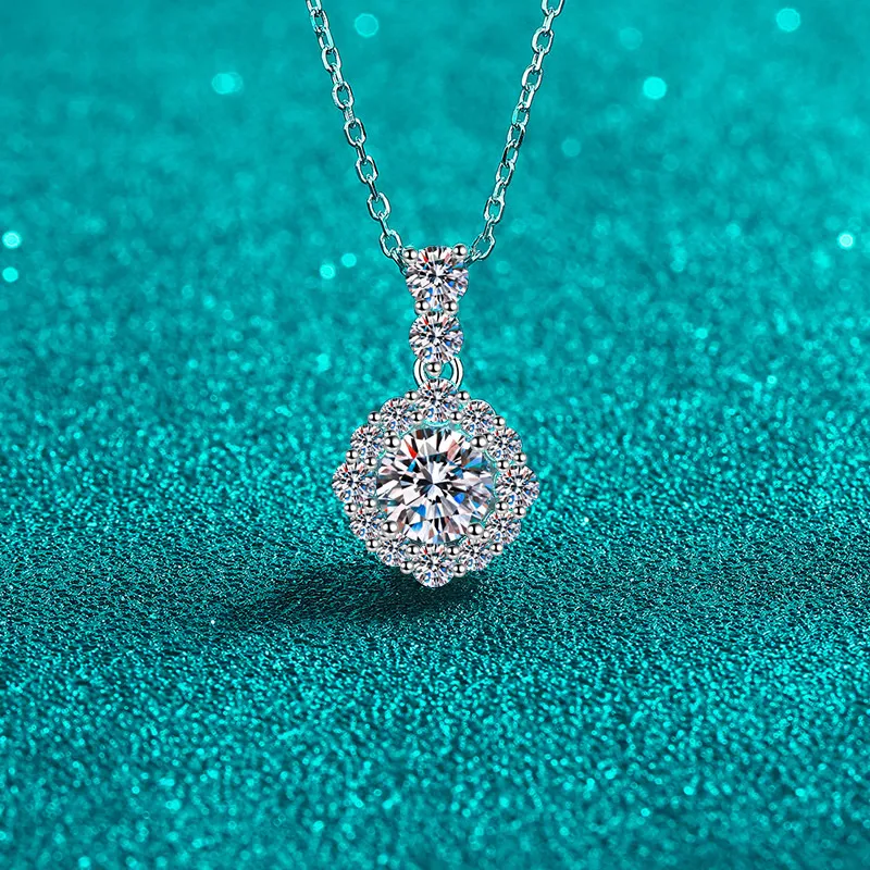 S925 Sterling Silver Moissanite Necklace for Women, Round Bag Pendant, Stylish, Simple, Versatile, Everyday Wear, Fashionable Office Style