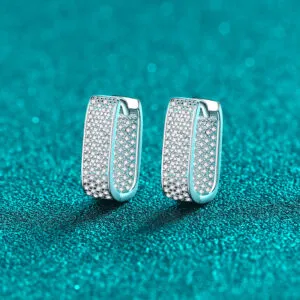 S925 Sterling Silver Moissanite Stud Earrings for Women, Small Square Earrings, Gorgeous and High-End Gift