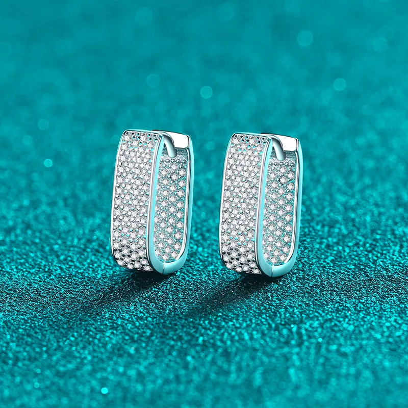 S925 Sterling Silver Moissanite Stud Earrings for Women, Small Square Earrings, Gorgeous and High-End Gift