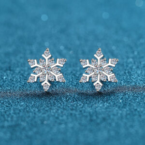 S925 Sterling Silver Snowflake Earrings for Women, High-End Snowflake Style Earrings, 72 Points Moissanite Earrings