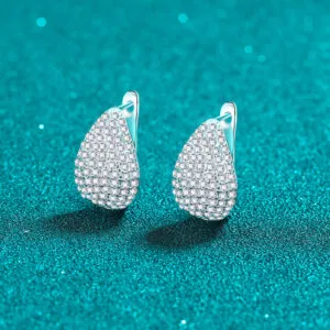 S925 Sterling Silver Moissanite Earrings, Teardrop Pear Shape, Simple and High-End Stud Earrings, European and American Fashion Earrings
