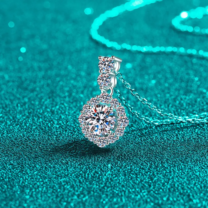S925 Sterling Silver Moissanite Necklace for Women, Round Bag Pendant, Stylish, Simple, Versatile, Everyday Wear, Fashionable Office Style - Image 5