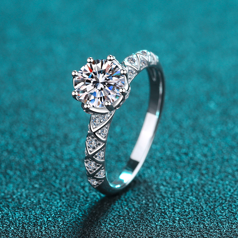 S925 Sterling Silver Women's Moissanite Ring, Octagonal Style, Popular Online Design, Pinky Finger - Image 3
