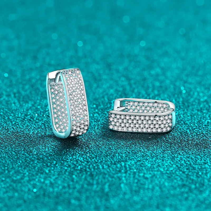 S925 Sterling Silver Moissanite Stud Earrings for Women, Small Square Earrings, Gorgeous and High-End Gift - Image 2