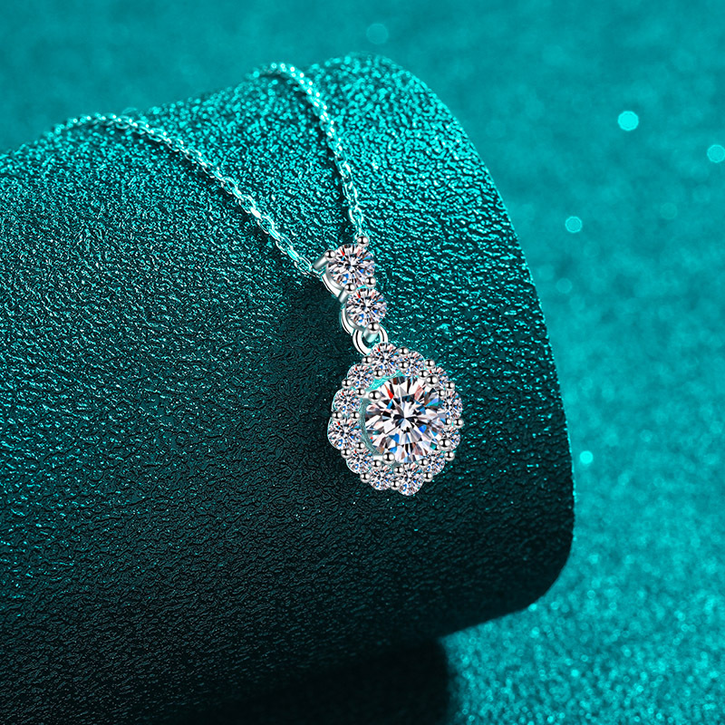 S925 Sterling Silver Moissanite Necklace for Women, Round Bag Pendant, Stylish, Simple, Versatile, Everyday Wear, Fashionable Office Style - Image 3